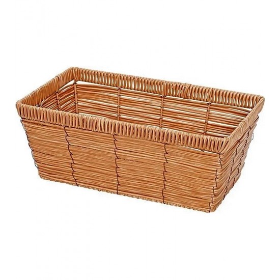 Cesto 33cm por 25cm Rattan Sintético Retangular Claro Grande Multiuso